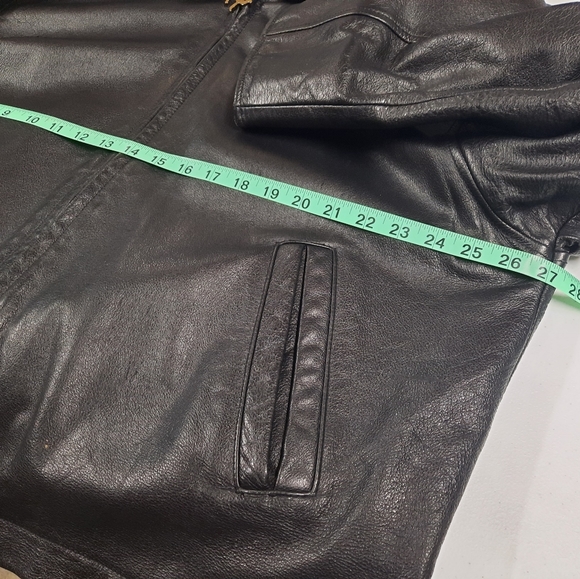 ‼️SOLD‼️ Vintage 1996 Camel Black Leather Jacket Size XL 90s Tobacco Motorcycle - Picture 13 of 14